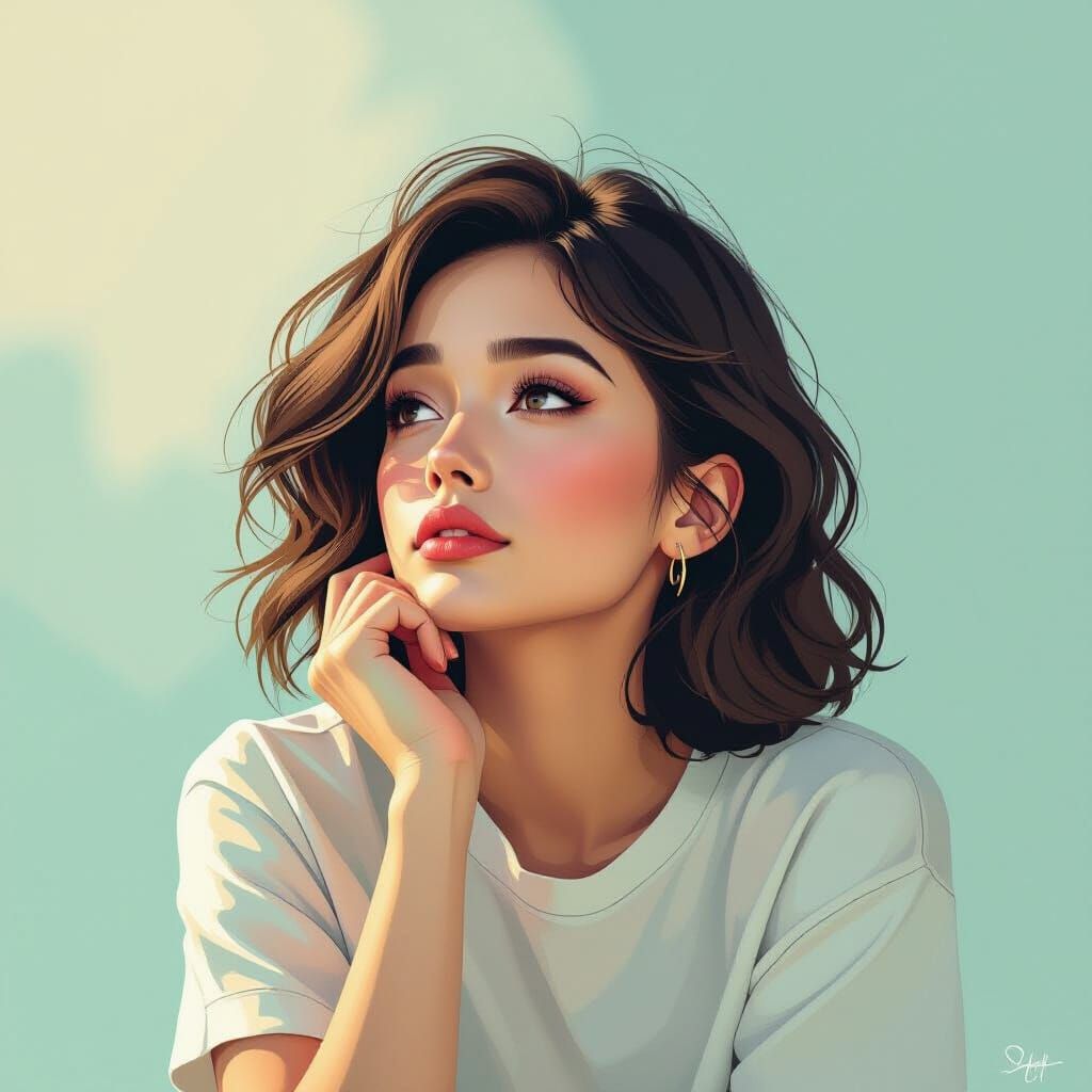 Serene Daydream in Digital Art Style