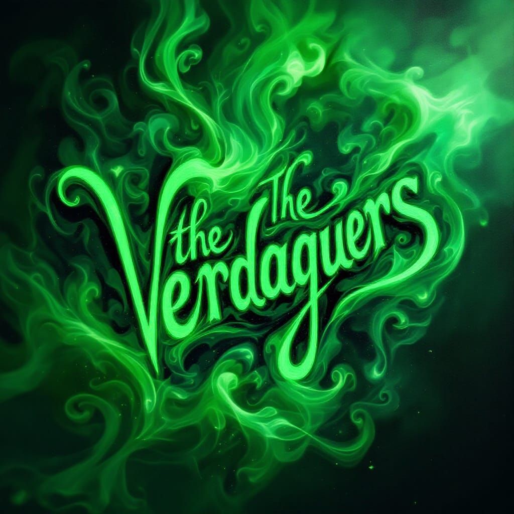 Emerald Smoke Text Art in Surrealist Style