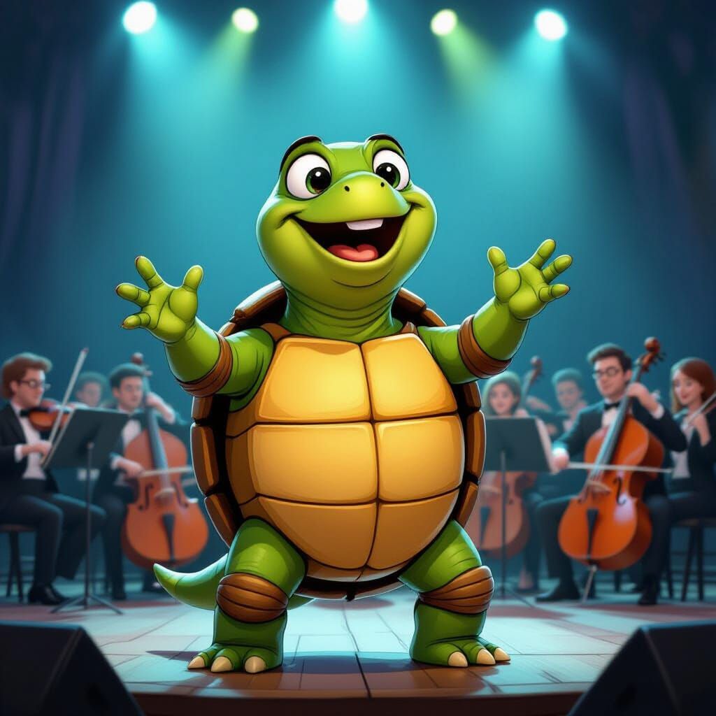 Cartoon Turtle's Stage Debut with Orchestra