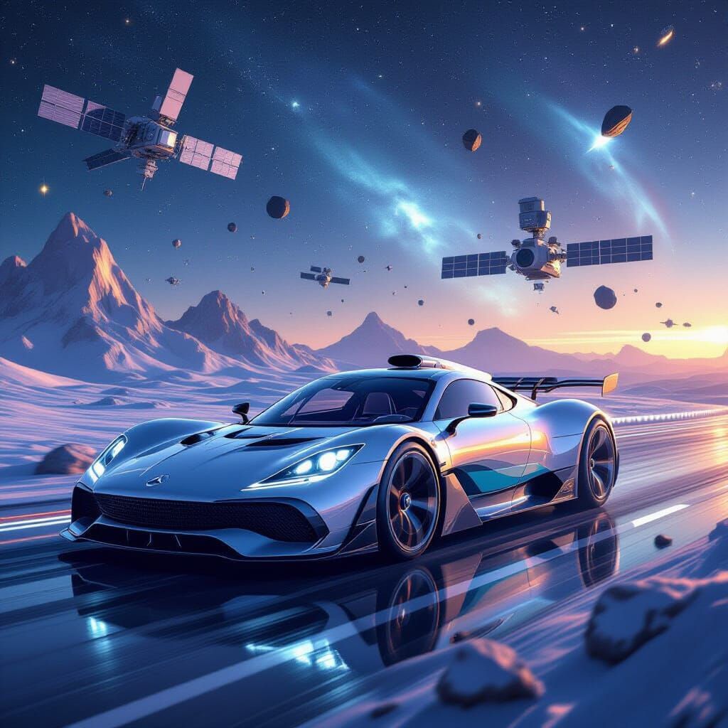 Mercedes AMG ONE in a Celestial Sci-Fi Landscape