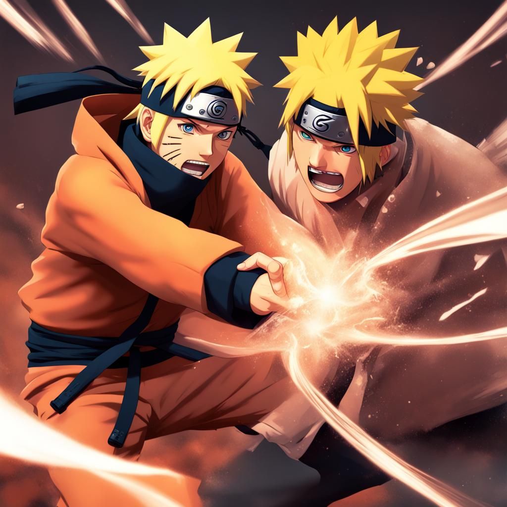 Naruto Battles Kiuby in Konoha: Hyperrealistic Art
