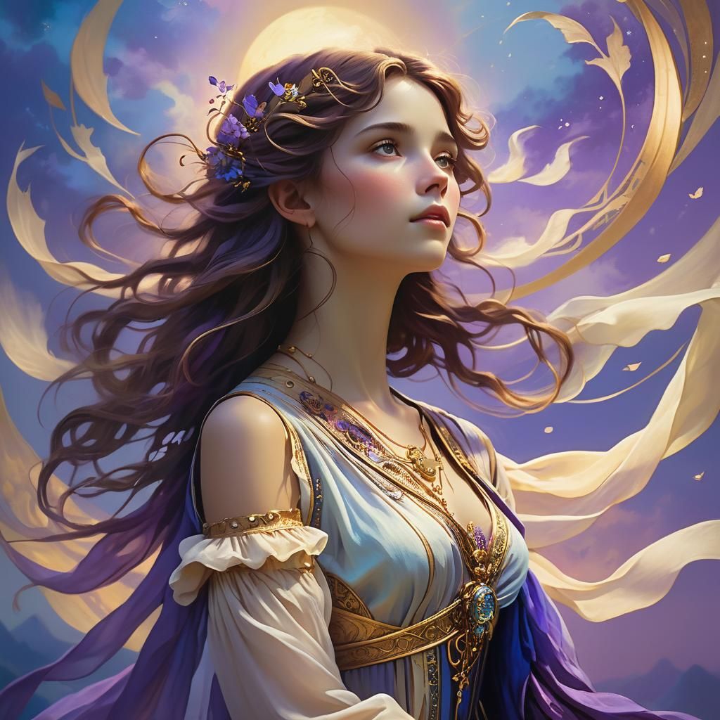 Mystical Singer in Evening Breeze: Dreamlike Digital Art