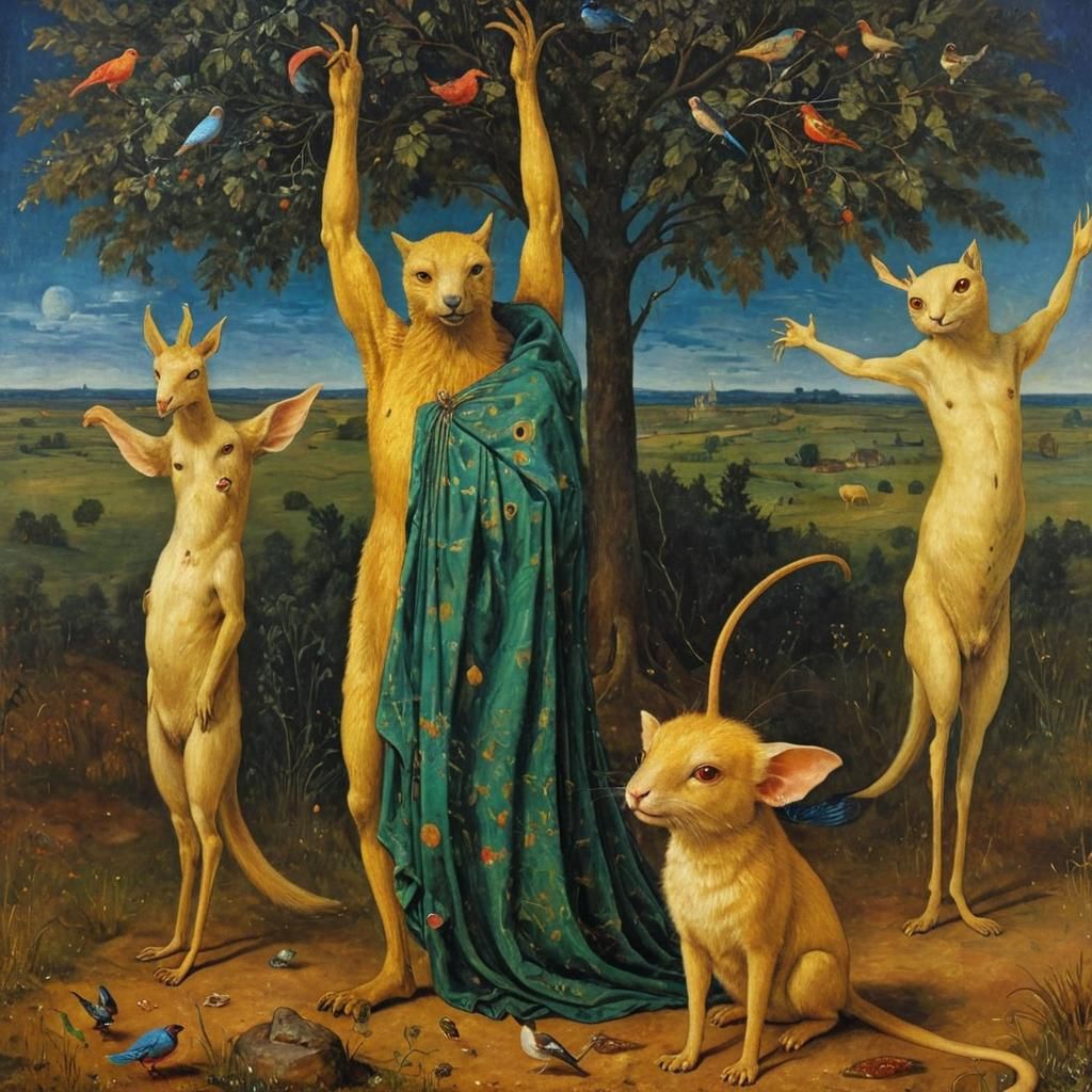 Surreal Animals in Oil Painting, Symbolist Style