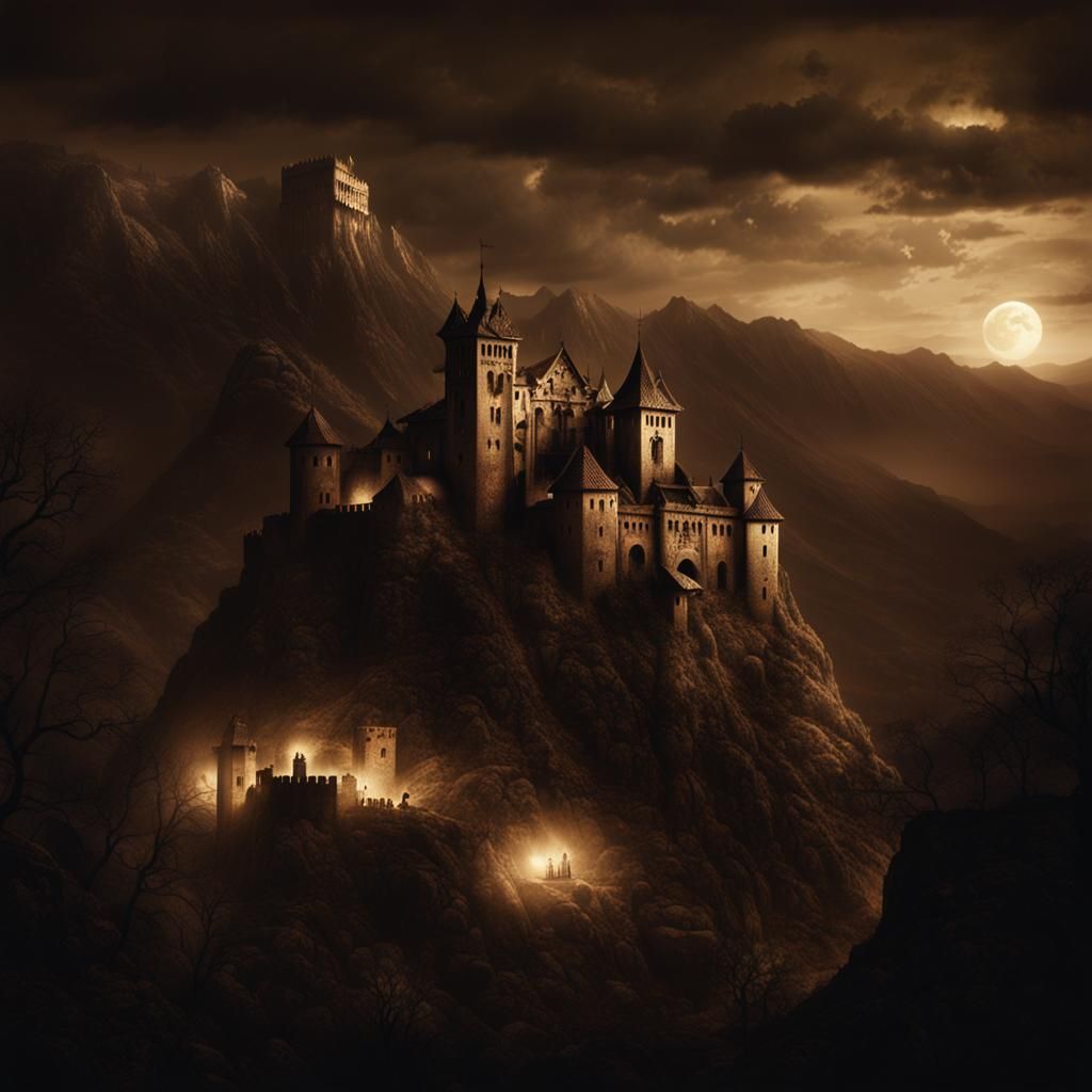 Sepia Vampire Fortress on Sinister Mountain