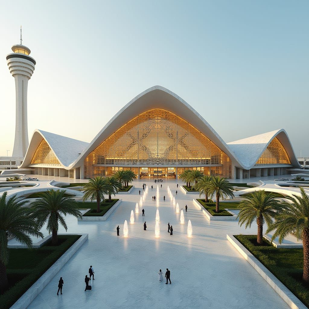 Modern Damascus Airport with Islamic Architectural Elements