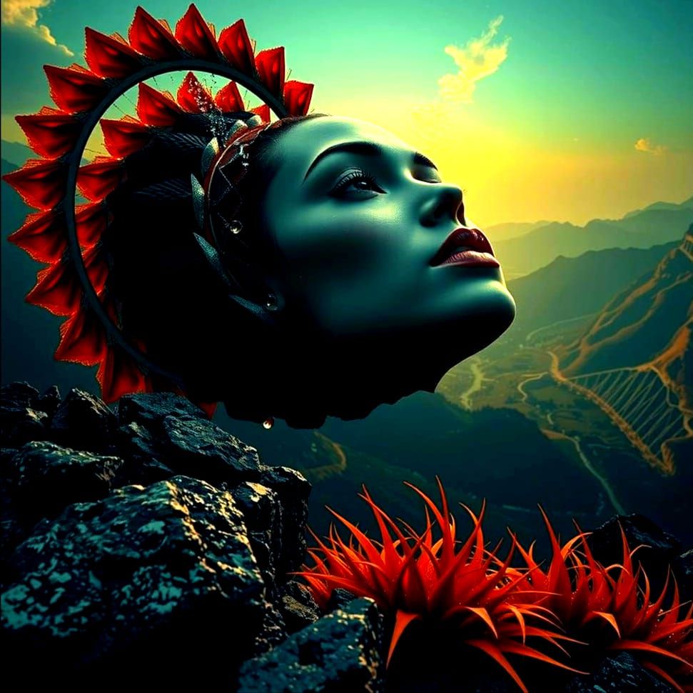 Abstract Swirling Red Forms