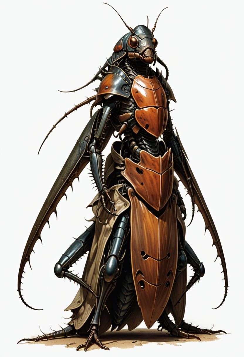 Detailed Illustration of Female Cockroach Hybrid