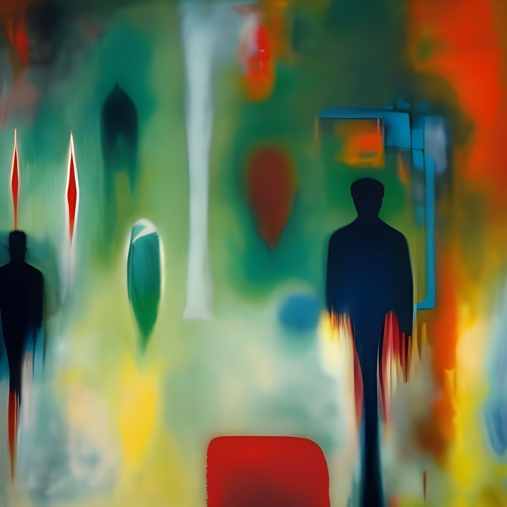 Ethereal Dreamscape with Floating Objects in Acrylic Pouring...