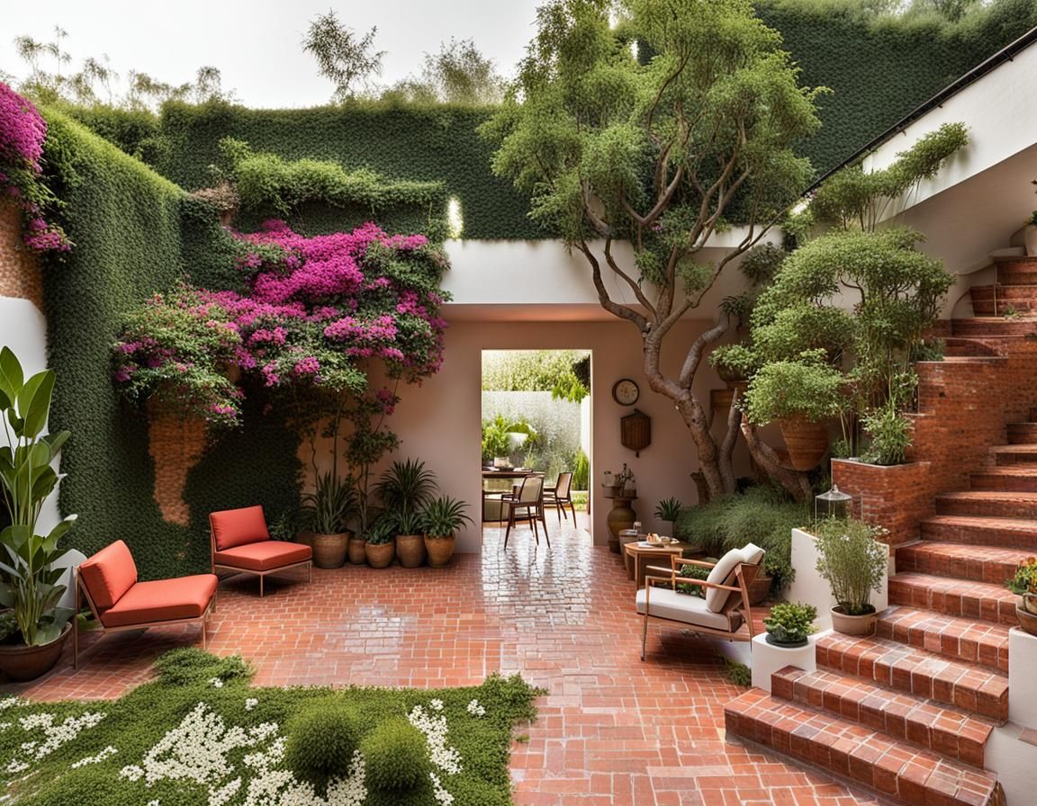 Outdoor Space with Brick and Natural Elements