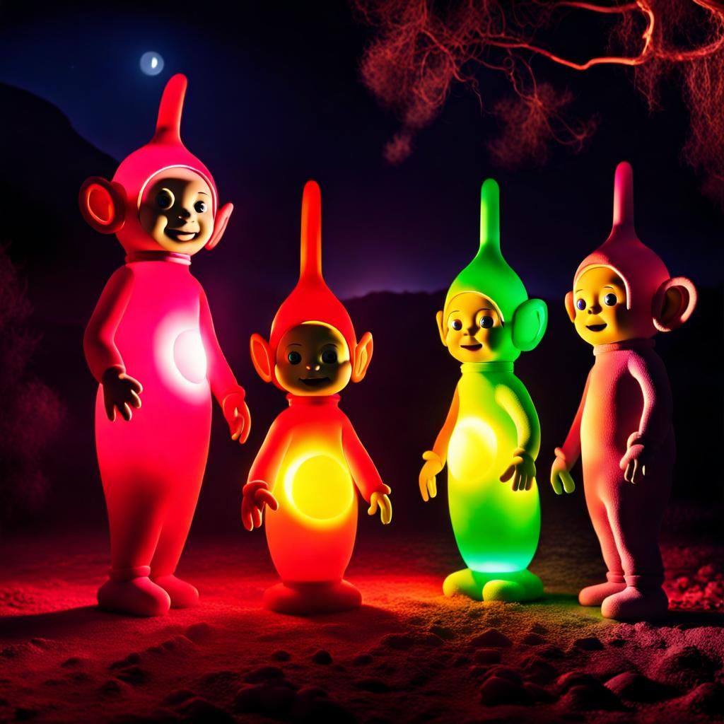 Teletubbies at Night with Sacred Lamps