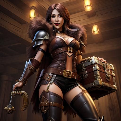 Warrior Girl and Mimic Treasure Chest