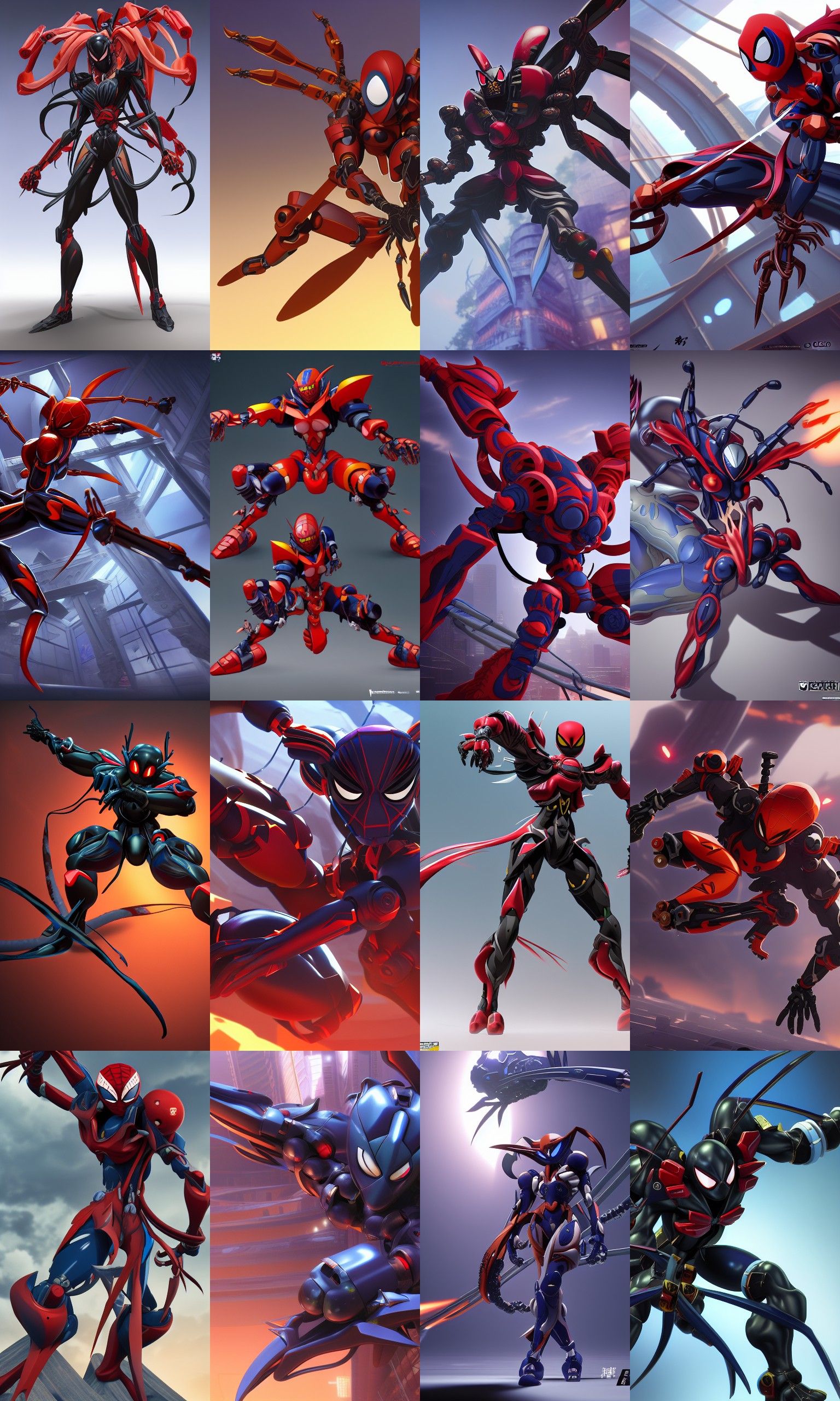 Anime Mecha Ninja Spider in Manga Illustration Style
