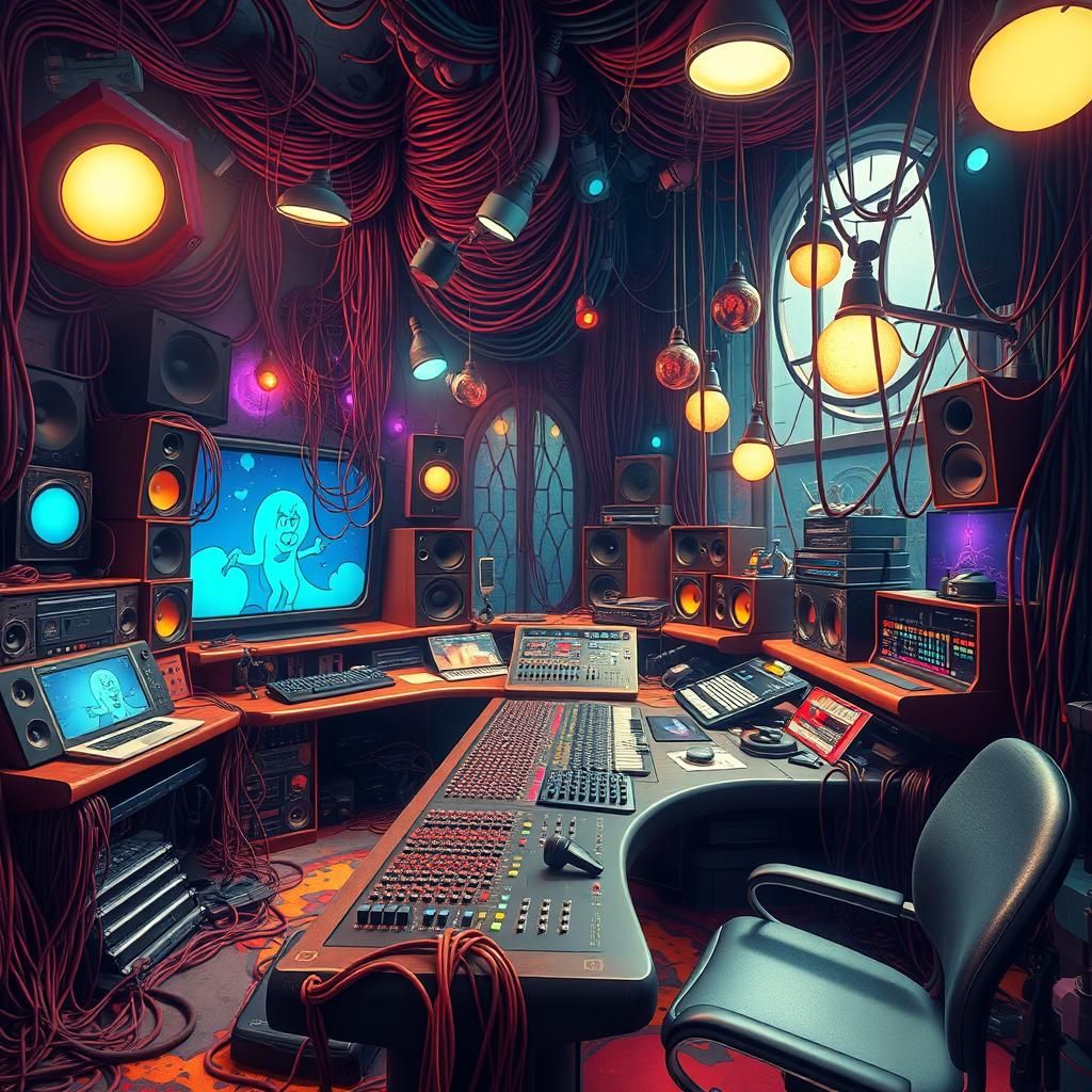 Studio Ghibli Inspired Music Studio with Mixing Desk