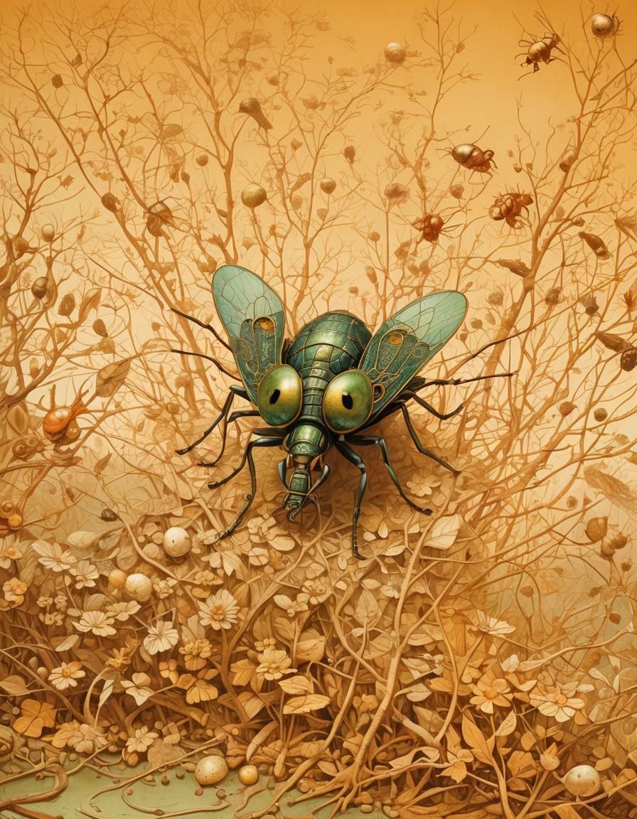 Surreal Stinging Insect in Maximalist Style