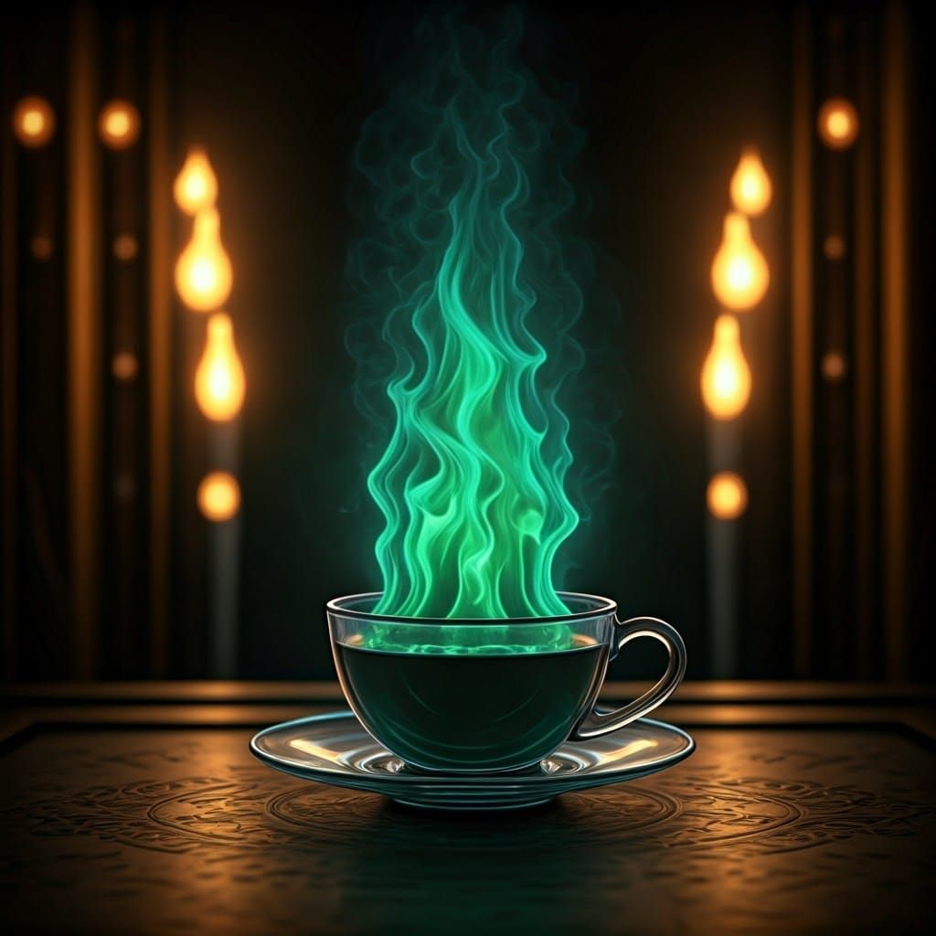Emerald Flames in Glass: A Mystical Tea