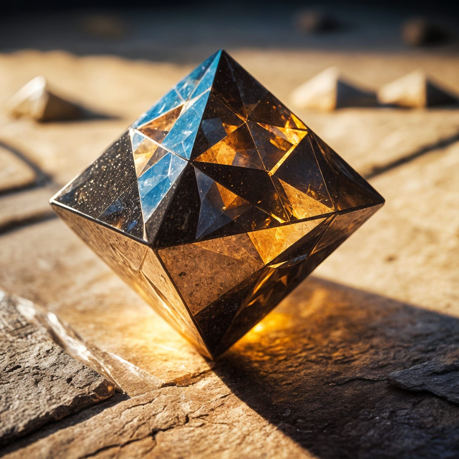 Ethereal Diamond Octahedron in Warm Glow