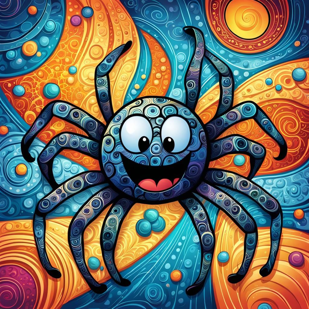Happy Spider with a Big Smile in Comic Style