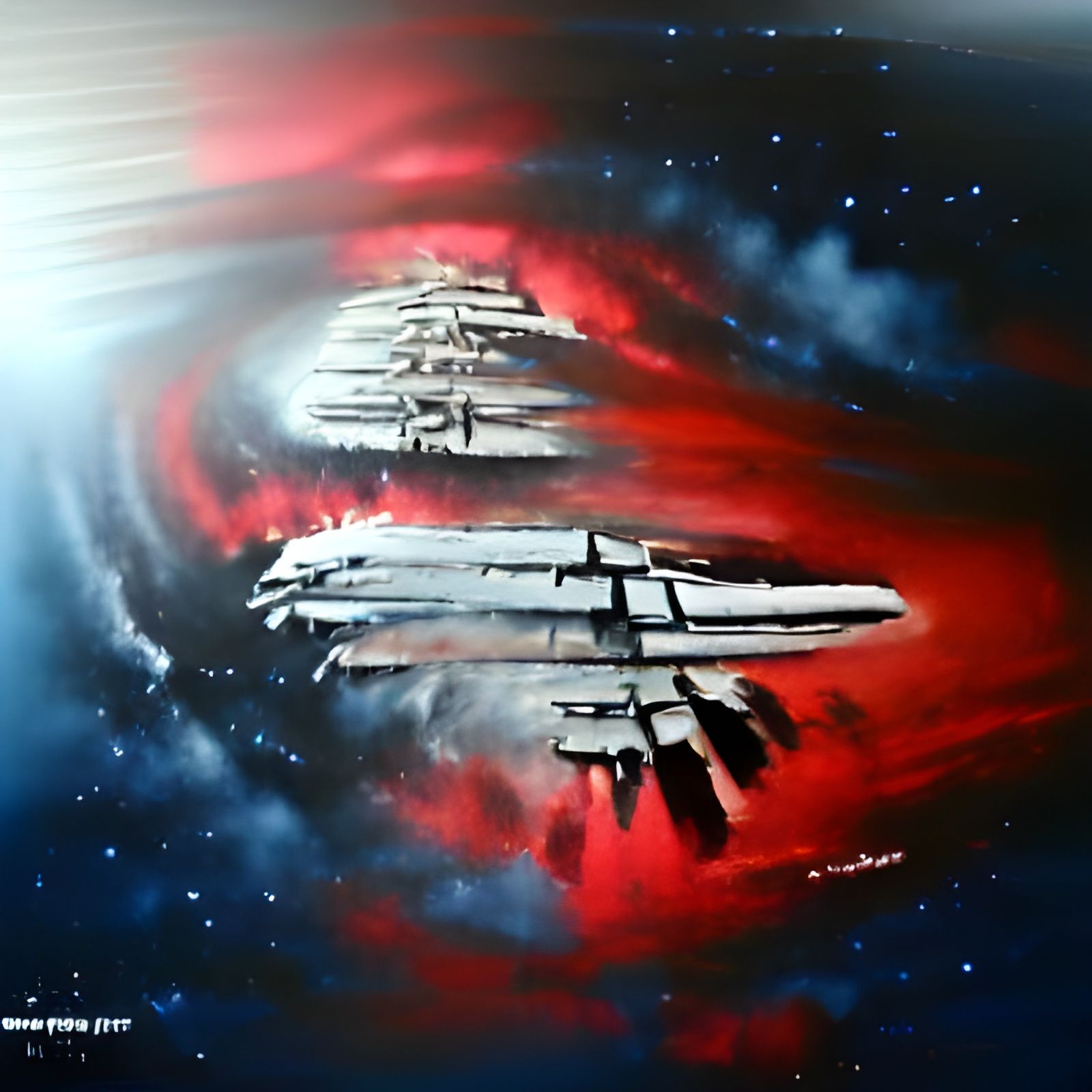 Battlestar Galactica in Acrylic Art Style