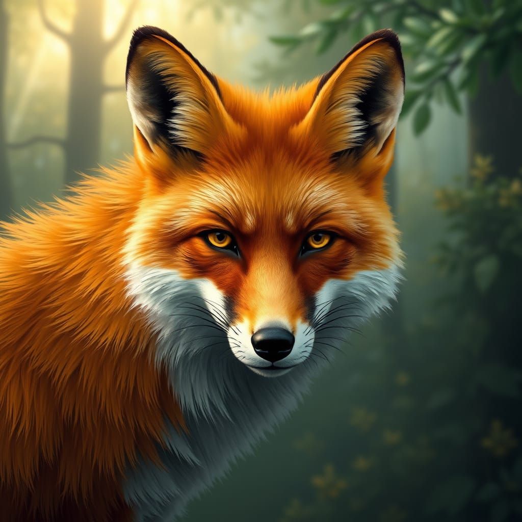 Realistic Red Fox in a Lush Forest