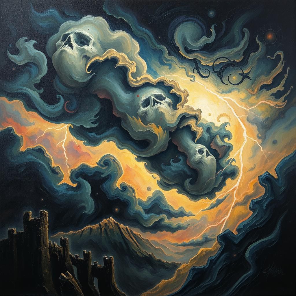 Surreal Impasto Thunderstorm for Heavy Metal Album