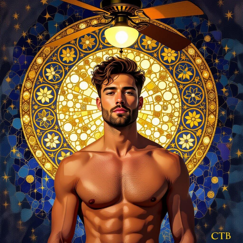 Man in Klimt-Inspired Interior: Portrait of Quiet Strength