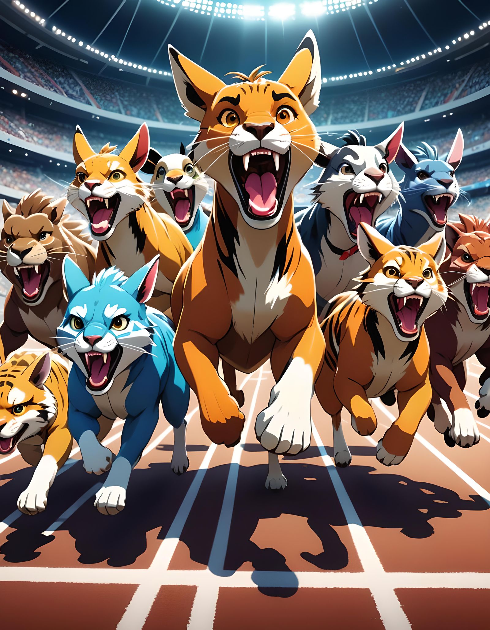 Animals Race to Photo Finish Line in Anime Style