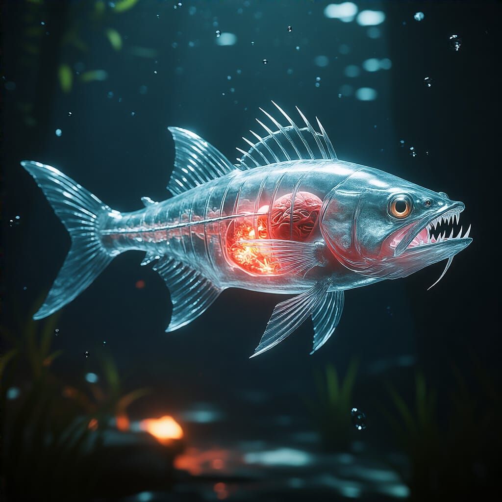 Glassfin Barracuda: Dark Fantasy Concept Art