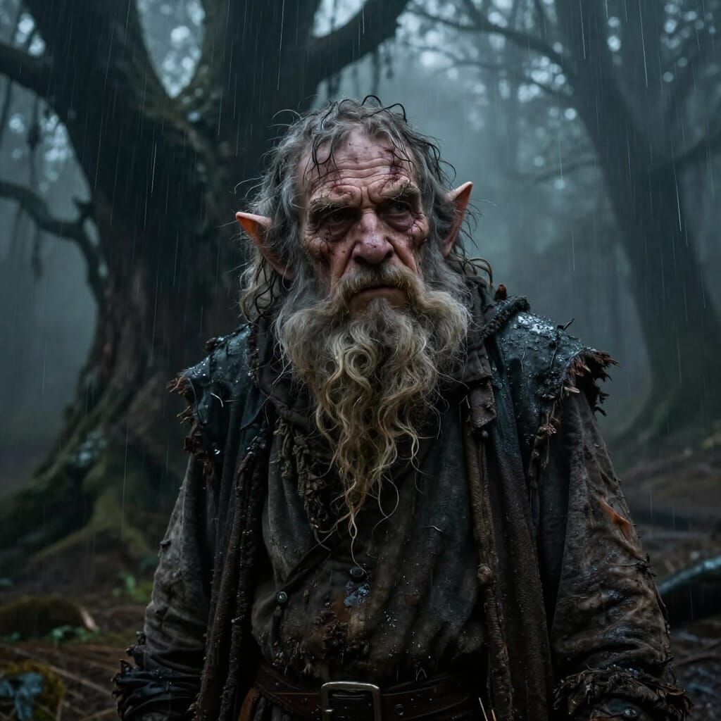 Grimdark Forest Gnome Portrait in Moody Light