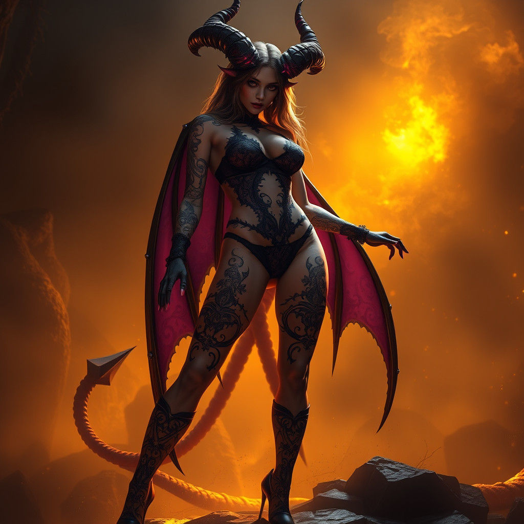 Demon in Lingerie: Dark Fantasy Concept Art