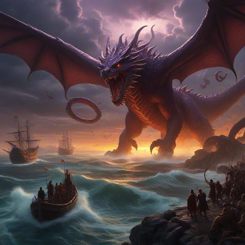 Epic Clash: Heroes and Mythic Beasts in Dark Fantasy