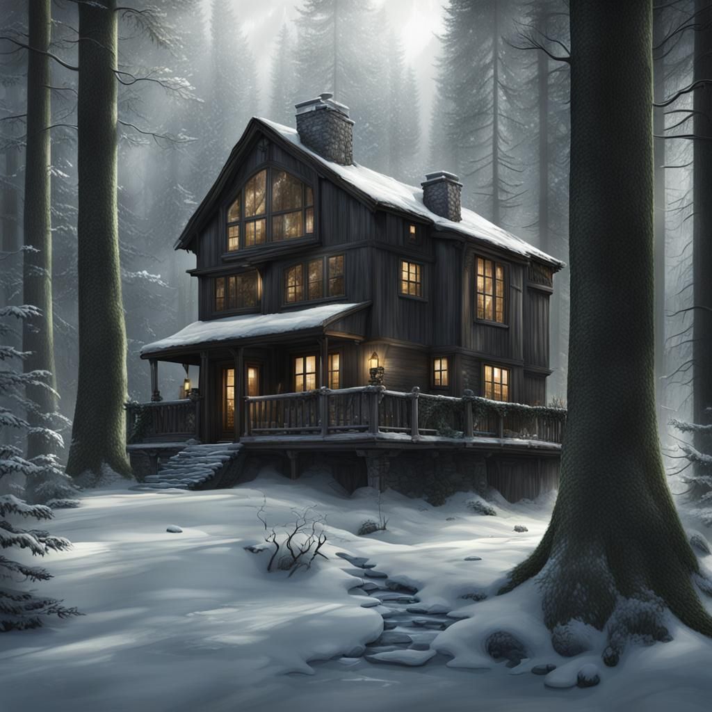 Secluded Home Deep in the Woods: Matte Painting