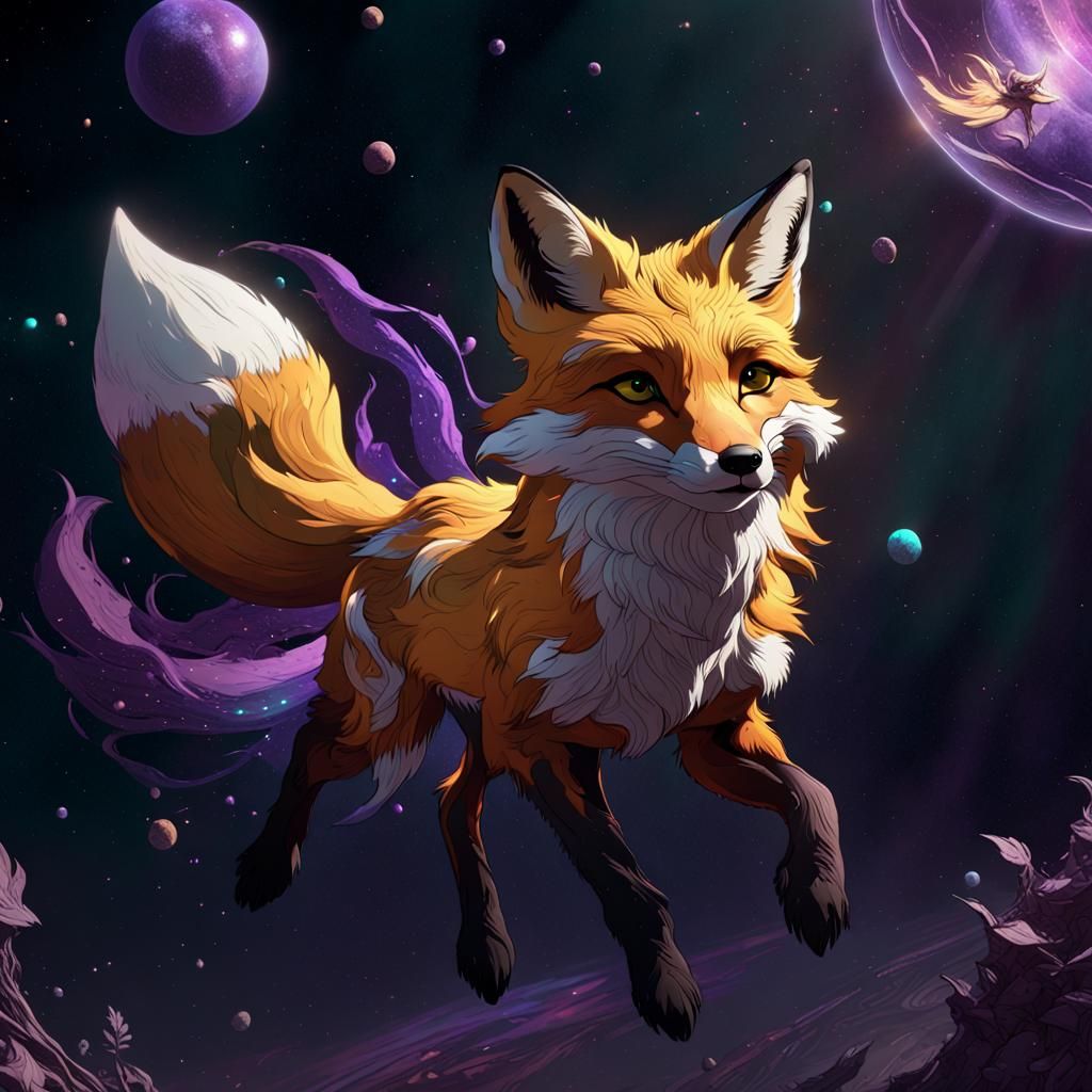 Fox in Space: A Dark Fantasy Concept Art
