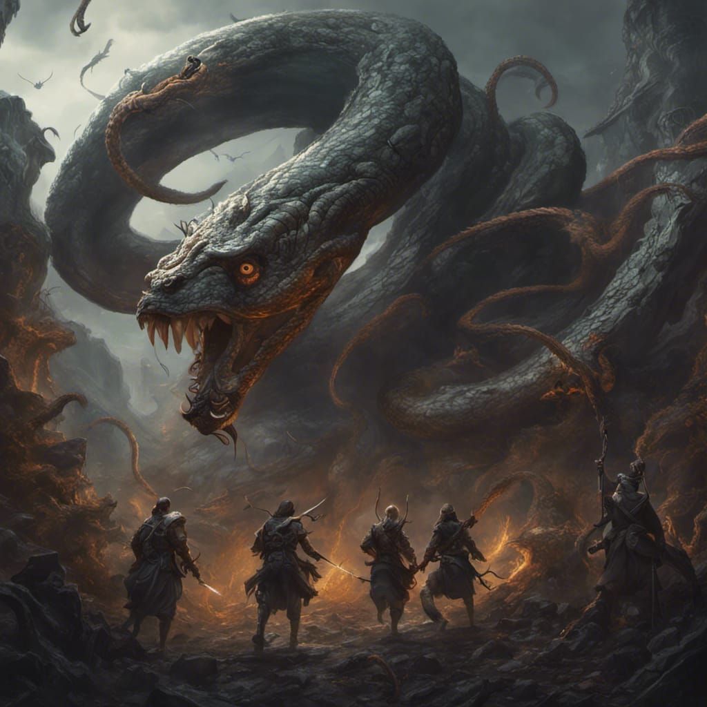 Epic Serpent Riders in Dark Fantasy Battle