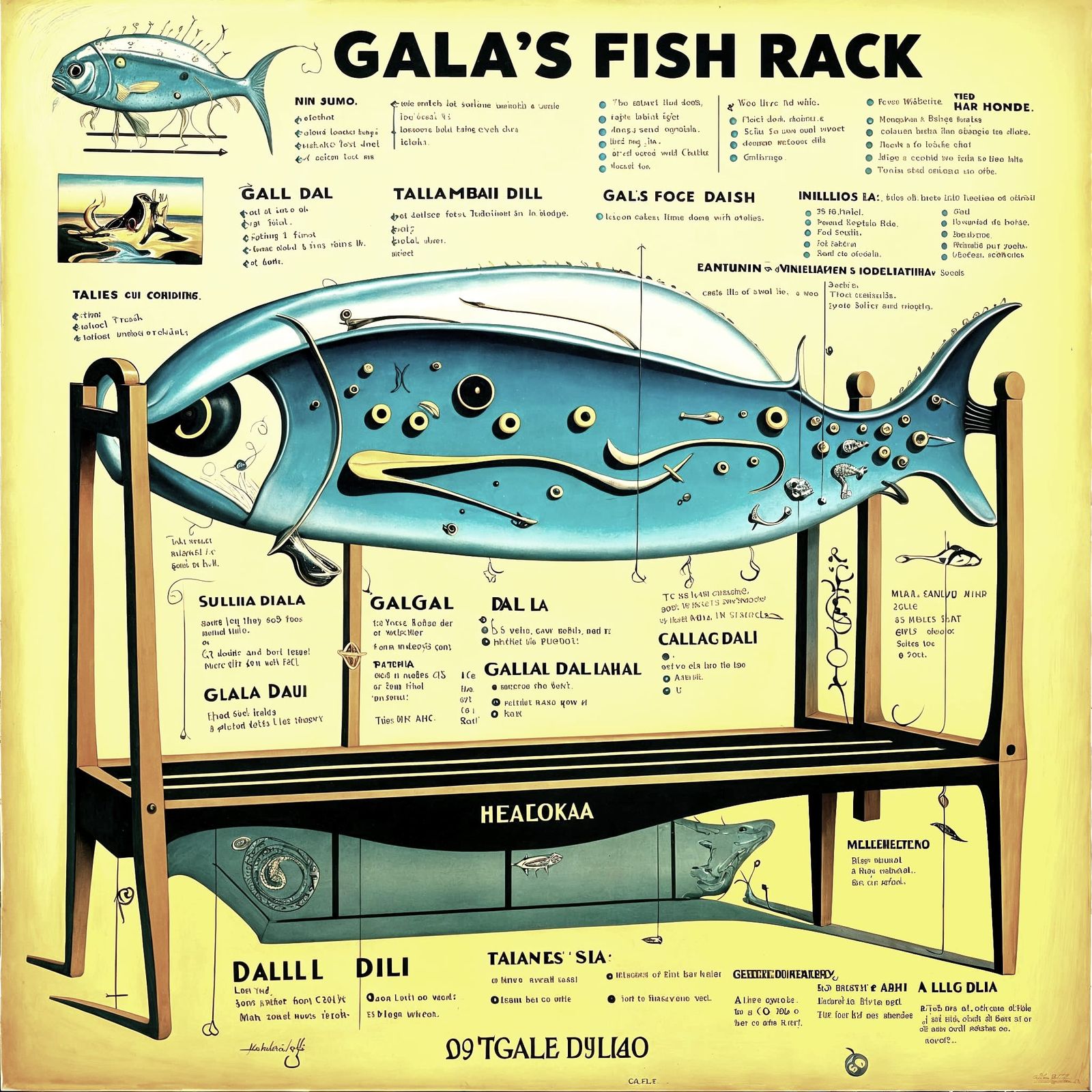 Surrealist IKEA Catalog Page Featuring Dali-Inspired Fish Ra...