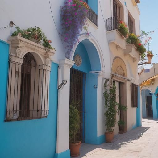 Italian Street with Bougainvillea in Natural Light