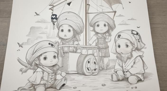 Cute Baby Pirates in Conceptual Art Style