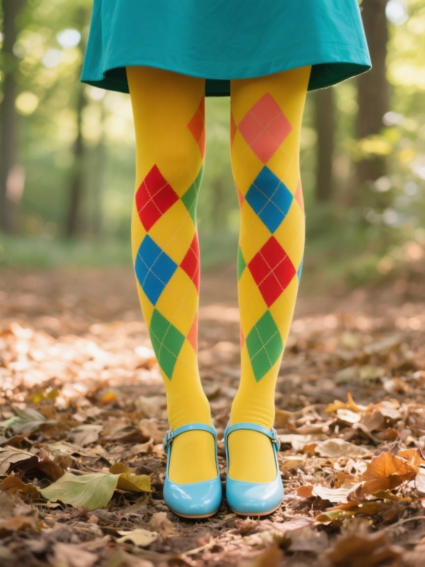 Yellow Diamond Tights in Sunlit Forest