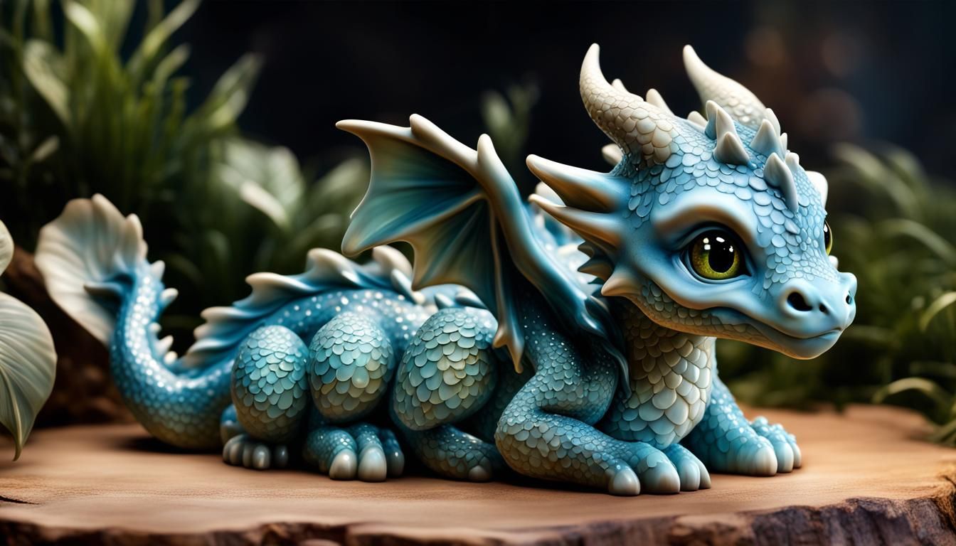 Adorable Ceramic Dragon Figurine in Precious Moments Style