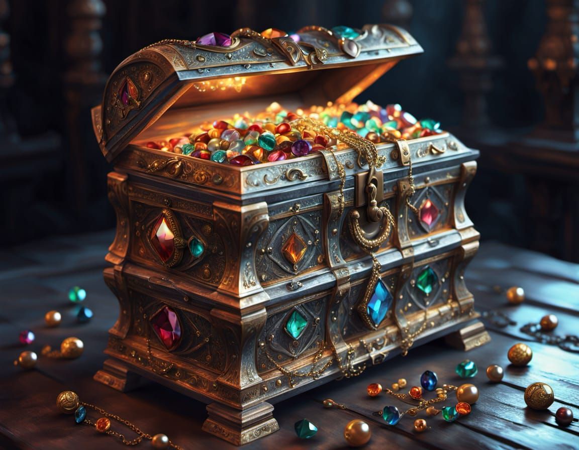 Opulent Treasure Chest in Gothic Crypt