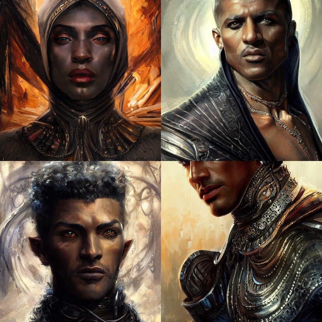 Al-Kindi Portrait in Black Leather Robes, Digital Art