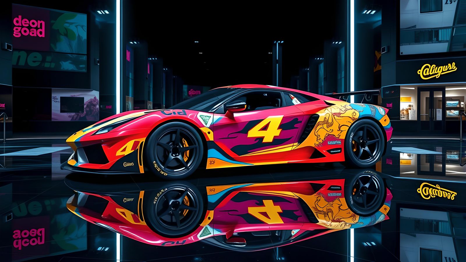Pop Art Supercar in Mirrored Room