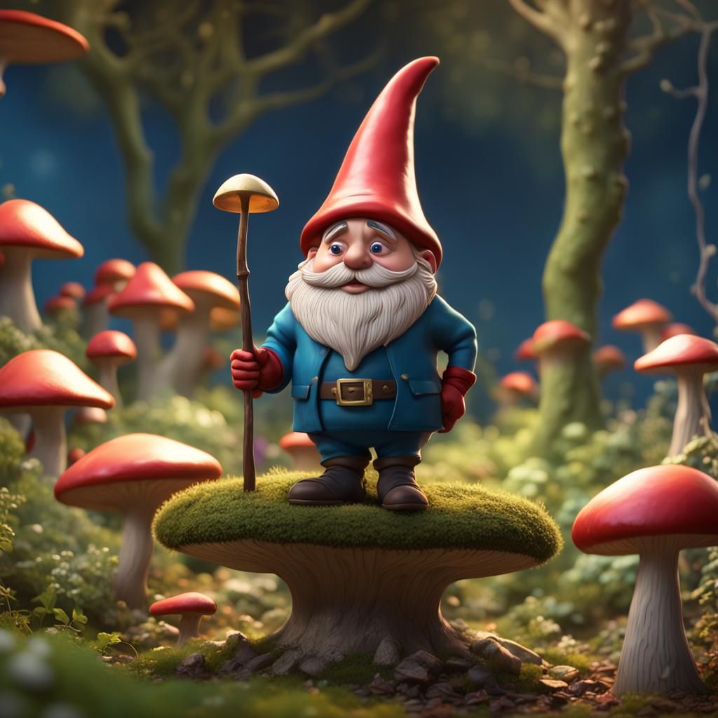 Homelander as Garden Gnome in Mushroom Scene