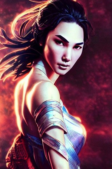 Gal Gadot as Japanese Dancer in Comic Art Style