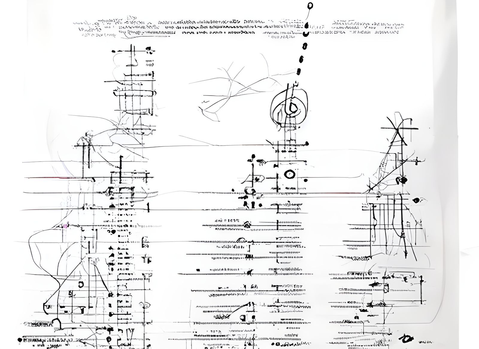 Dieselpunk Graphic Score Inspired by Train Blueprints