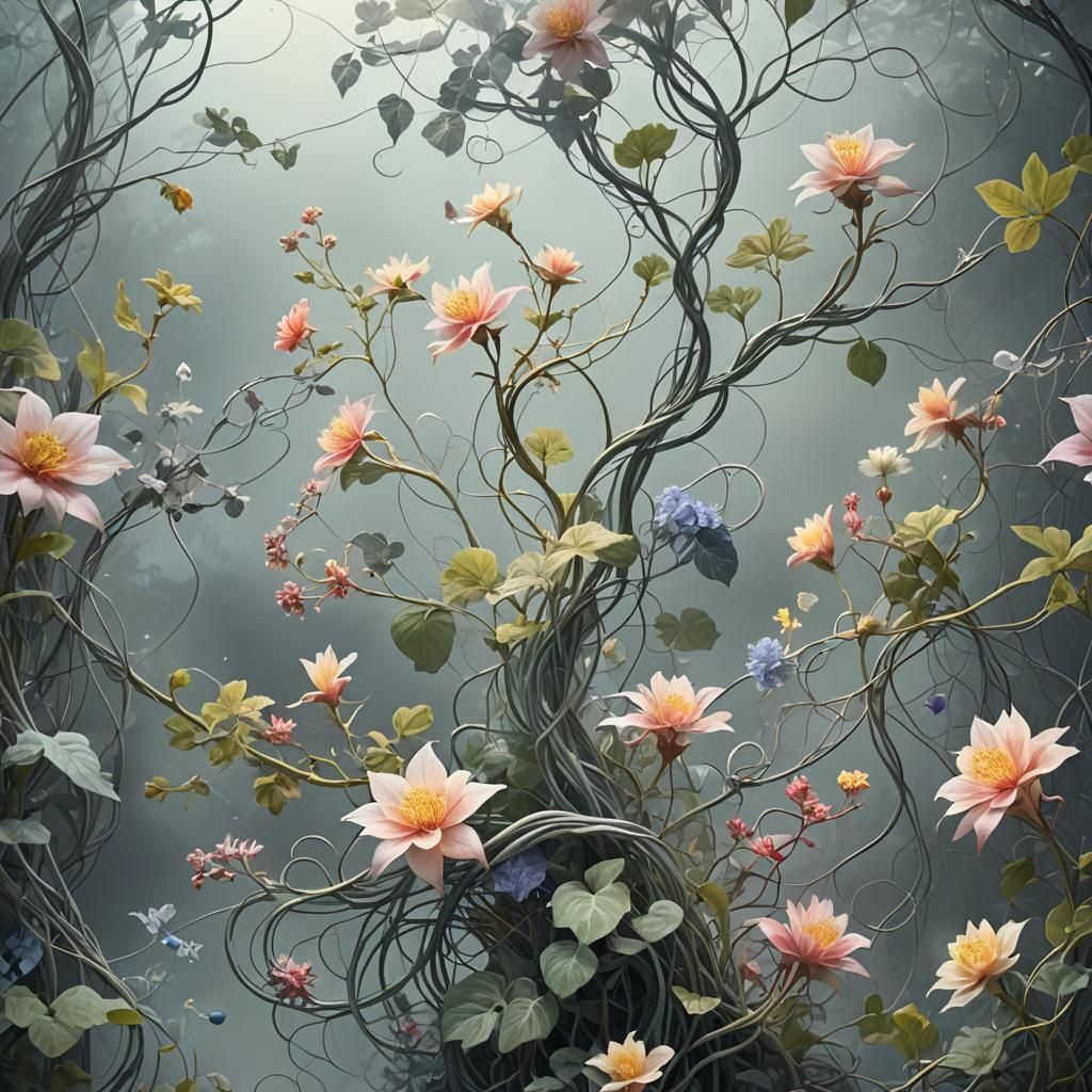 Celestial Botanical Garden in Pastel Digital Art