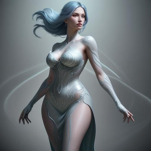 Ethereal Woman's Transformation in Art Nouveau Style