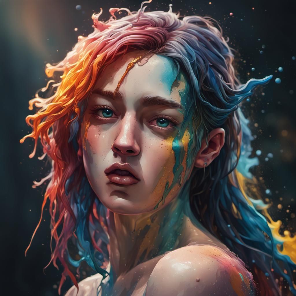 Dramatic Hyperrealistic Portrait with Colorful Depth