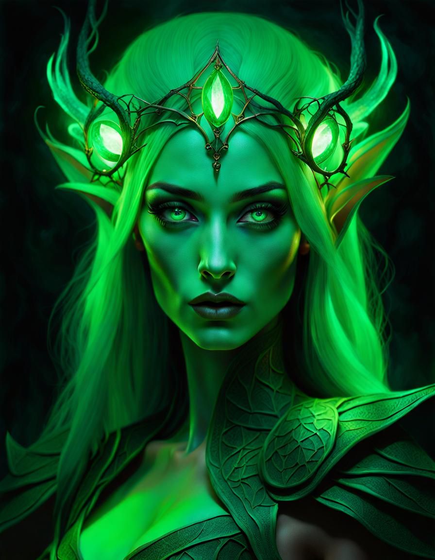 Enigmatic Elf in Enchanted Emerald Forest