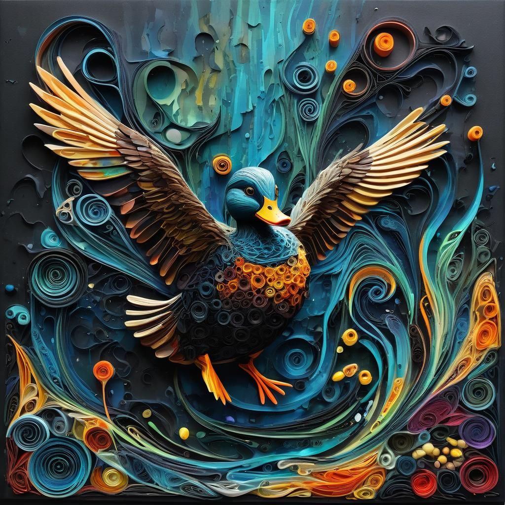 Dystopian Duckling: Surreal Impasto Fantasy in Splash Art