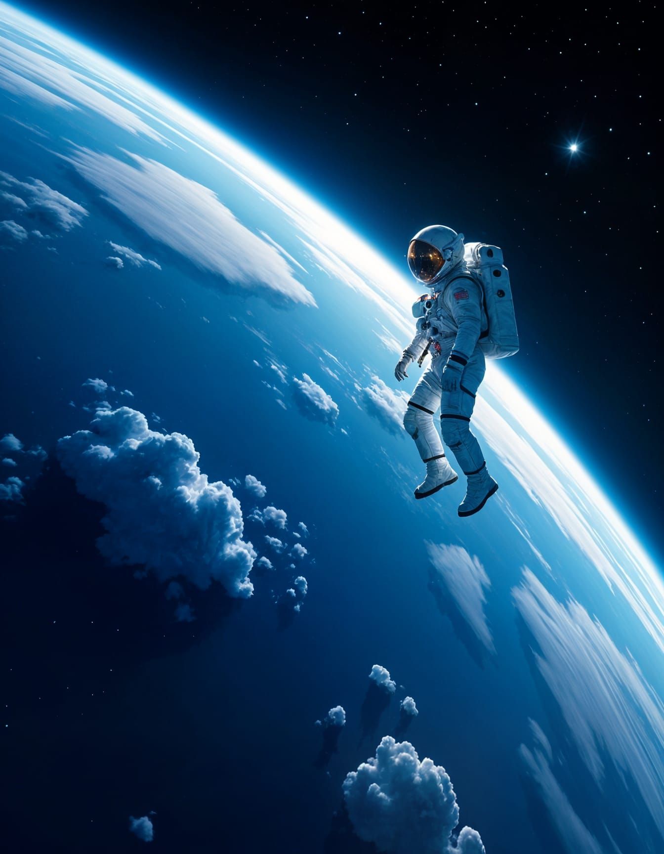 Astronaut Gazes at Diamond Earth from Space